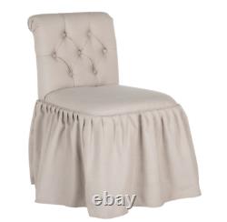 Vanity Chair Stool Seat Back Padded Bathroom Antiqued Legs Makeup Cushion Linen
