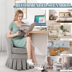 Vanity Stool Chair with Back& Arms, Upholstered Makeup Chair, for Bedroom Bathroom