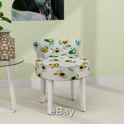 Vanity Stool Chair with Roll Back Modern Makeup Dressing Table Stool Wooden Legs