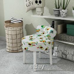 Vanity Stool Chair with Roll Back Modern Makeup Dressing Table Stool Wooden Legs