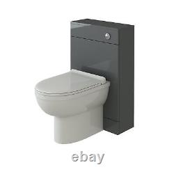 Vanity Unit Basin Sink Back to Wall Toilet WC Cistern Toilet Pan Set Gloss Grey