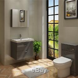 VeeBath Cyrenne Vanity Basin Cabinet Back To Wall Toilet Grey Bathroom 1200mm