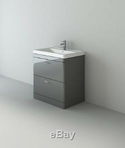 VeeBath Cyrenne Vanity Unit Back To Wall Toilet Grey Bathroom Furniture 1300mm