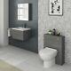 Veebath Lapis Grey Vanity Basin Unit & Back To Wall Wc Toilet Bathroom Furniture