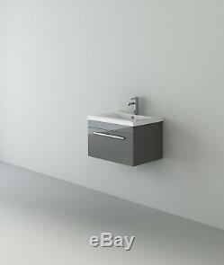 VeeBath Lapis Grey Vanity Basin Unit & Back To Wall WC Toilet Bathroom Furniture
