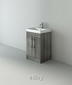 VeeBath Lumin Grey Avola Vanity Sink Unit Back To Wall Toilet Furniture 1100mm