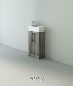 VeeBath Lumin Grey Avola Vanity Unit Back To Wall Toilet Furniture Unit 975mm