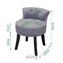 Velour Fabric Dressing Table Chair Stool Makeup Vanity Seat with Backrest Velvet