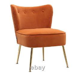 Velvet Chair Buttoned Metal Legs Leisure Armchair Dining Living Room Cafe Vanity