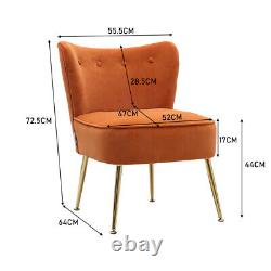 Velvet Chair Buttoned Metal Legs Leisure Armchair Dining Living Room Cafe Vanity