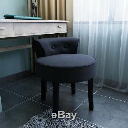 Velvet Dressing Table Chair Vanity Makeup Stool Wood Footstool Bedroom Grey Roun