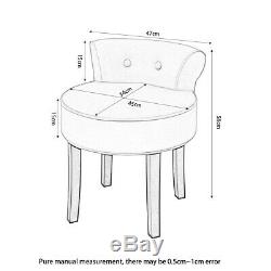 Velvet Dressing Table Stool Vanity Chair Makeup Stool Bedroom Wood Black Grey