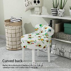 Velvet Dressing Table Stool Vanity Chair Makeup Stool Bedroom Wood Black Grey