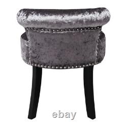 Velvet/Linen/Leather Buttoned Back Vanity Stool Padded Seat Side Chair with Rivets