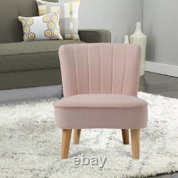 Velvet Occasional Tub Chair Armchair Vanity Chair Pink Padded Backed Dining Room