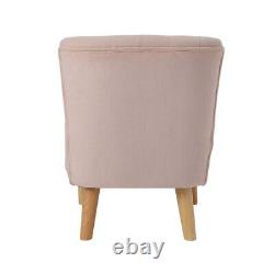 Velvet Occasional Tub Chair Armchair Vanity Chair Pink Padded Backed Dining Room