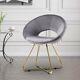 Velvet Occasional Tub Chair Armchair Vanity Chairs Grey Hollow Back Dining Room