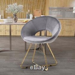 Velvet Occasional Tub Chair Armchair Vanity Chairs Grey Hollow Back Dining Room