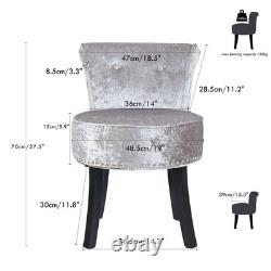 Velvet Tufted Vanity Stool Low Back Makeup Chair Padded fr Bedroom Dressing Room
