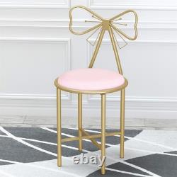Versatile Makeup Dressing Chair Stylish Pink Vanity Stool withBow Knot Backrest UK