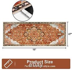 Vintage Bathroom Runner Rugs with Rubber Backing Traditional 18x47 Orange