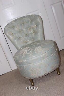 Vintage Bedroom Chair Green Dressing Makeup Boudoir Vanity Stool REUPHOLSTERED