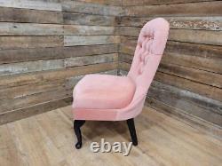 Vintage Regency Style Button Backed Bedroom Vanity Chair Bedroom Chair In Pink