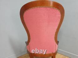 Vintage Regency Style Petite Button Backed Bedroom Vanity Chair In Pink