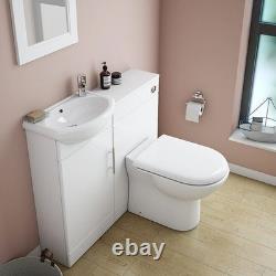 W920 x D200mm High Gloss White Vanity Unit Cloakroom Suite + D-shaped pan