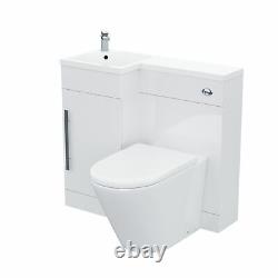 WC Basin FP Vanity Left Hand Sink Soft Close Toilet Pan Unit White 900 mm Ellen