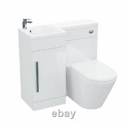 WC Basin FP Vanity Left Hand Sink Soft Close Toilet Pan Unit White 900 mm Ellen