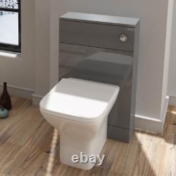 WC Unit Bathroom Vanity Back to wall Toilet with Seat Cistern Grey Pre-assembled