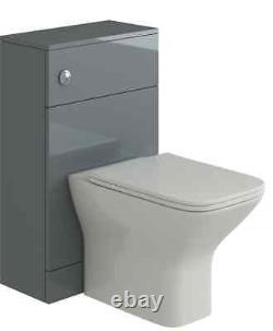 WC Unit Bathroom Vanity Back to wall Toilet with Seat Cistern Grey Pre-assembled