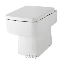 WC Unit Bathroom Vanity Square/Shape Toilet Seat Cistern BLACK Dual Control