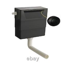 WC Unit Bathroom Vanity Square Toilet Seat Cistern BLACK Push Button Control