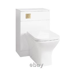 WC Unit Bathroom Vanity Square Toilet Seat Cistern Brushed Brass Control