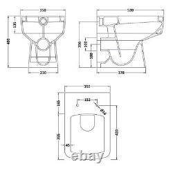WC Unit Bathroom Vanity SquareShape BTW Toilet Seat Cistern BrushedBrass Control
