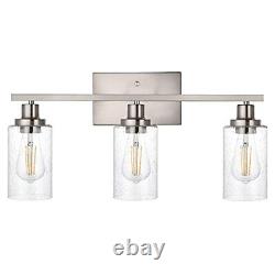 WINSHEN Bathroom Light Fixtures 3-Lights Seeded Glass in Brushed Nickel Finis