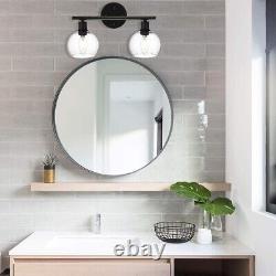 WINSHEN Black 2 Light Bathroom Vanity Light Fixtures with Seeded Glass New
