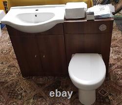 Walnut Vanity Unit, Sink, WC Unit and Pan