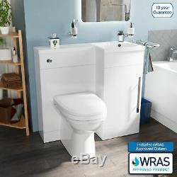 Welbourne 900 mm Bathroom White Basin Sink Vanity Unit WC Back To Wall Toilet RH