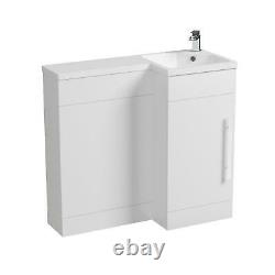 Welbourne 900 mm Bathroom White RH Basin Sink Vanity Unit WC Back To Wall Toilet