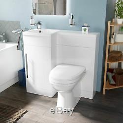 Welbourne Bathroom Basin Sink Vanity White Unit WC Back To Wall Toilet LH