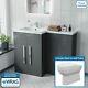Welbourne Bathroom Lh L-shape Basin Grey Vanity Unit Back To Wall Wc Toilet