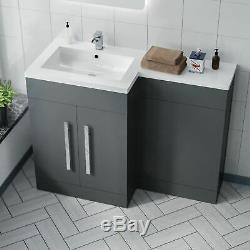 Welbourne Bathroom LH L-Shape Basin Grey Vanity Unit Back To Wall WC Toilet