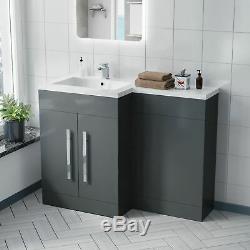 Welbourne Bathroom LH L-Shape Basin Grey Vanity Unit Back To Wall WC Toilet