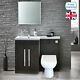 Welbourne Lh Bathroom Basin Sink Vanity Stone Grey Unit Back To Wall Wc Toilet