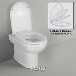 Welbourne LH Bathroom Basin Sink Vanity Stone Grey Unit Back To Wall WC Toilet