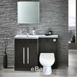 Welbourne LH Bathroom Basin Sink Vanity Stone Grey Unit Back To Wall WC Toilet