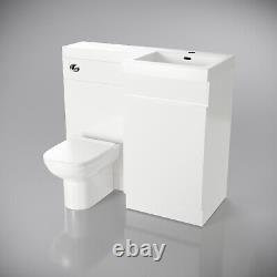 White 1000 mm Right Hand Side Vanity Basin Unit with Toilet Pan and WC Unit